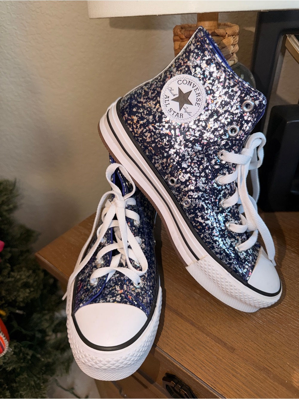 Kid's Converse Chuck Taylor All Star High blue Glitter Shoes / A09270C